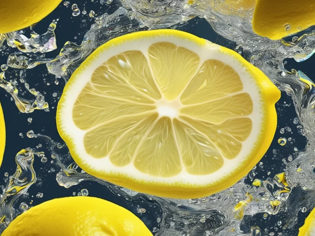 A fresh lemon slice in water 